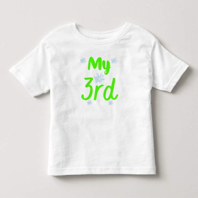 Camiseta Infantil Meu 3º Aniversário de Três Anos Verde Brilhante (Frente)