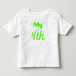 Camiseta Infantil Meu 4º Aniversário de Quatro Anos Verde Brilhante