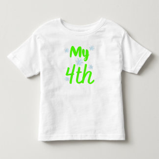 Camiseta Infantil Meu 4º Aniversário de Quatro Anos Verde Brilhante
