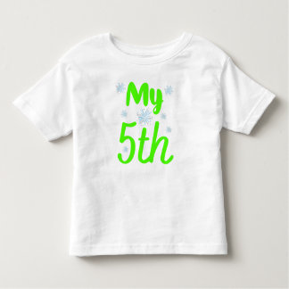Camiseta Infantil Meu 5º Aniversário de Cinco Anos Verde Brilhante