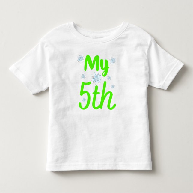 Camiseta Infantil Meu 5º Aniversário de Cinco Anos Verde Brilhante (Frente)