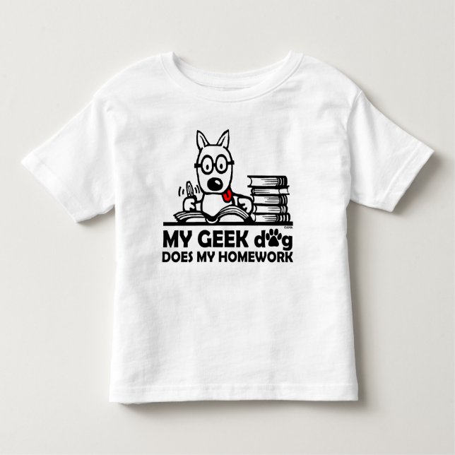 Camiseta Infantil Meu cão do geek faz meus trabalhos de casa (Frente)