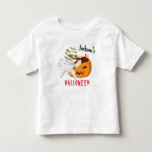 Camiseta Infantil Meu Fantasma de Abóbora de 1rua de Halloween Perso (Frente)