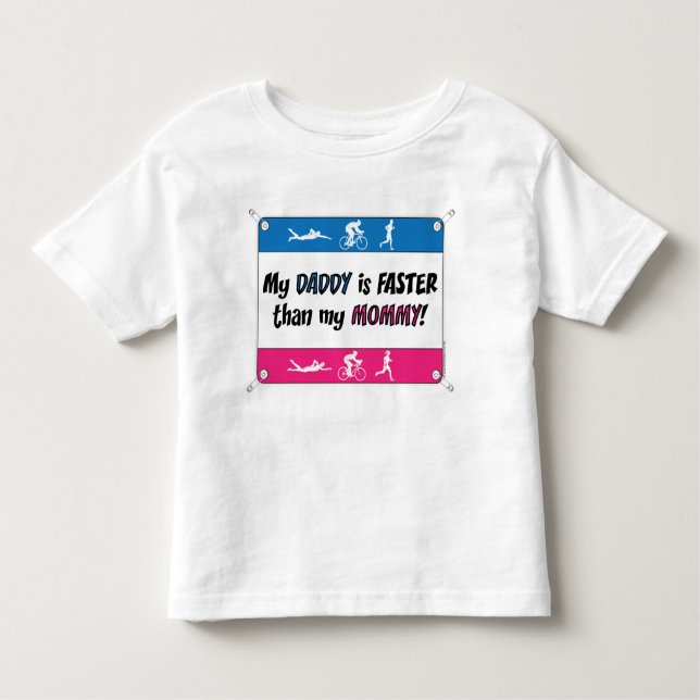 Camiseta Infantil Meu pai é mais rápido do que minhas mamães (Frente)