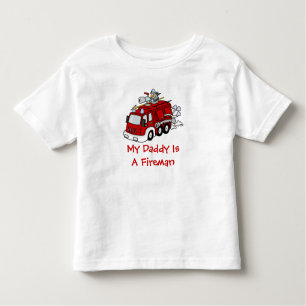 Camiseta Infantil MEU PAI É um carro de bombeiros do vermelho dos
