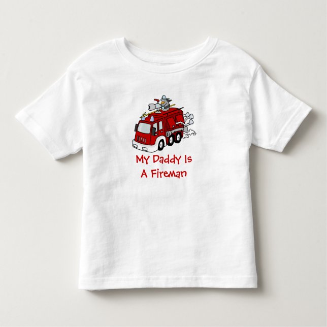 Camiseta Infantil MEU PAI É um carro de bombeiros do vermelho dos (Frente)
