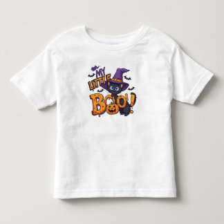 Camiseta Infantil Meu Pequeno Gato de Halloween Boo com Chapéu de Br