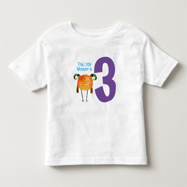 Camiseta Infantil Meu Pequeno Monstro é 3 anos (Frente)