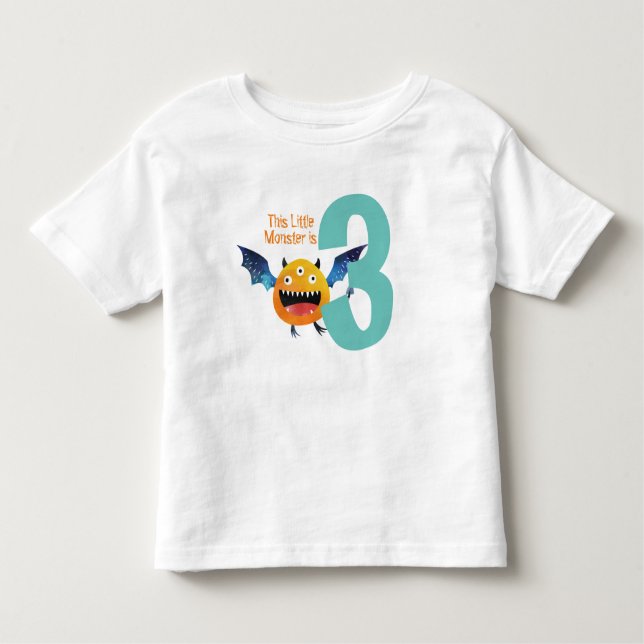Camiseta Infantil Meu Pequeno Monstro é 3 anos (Frente)