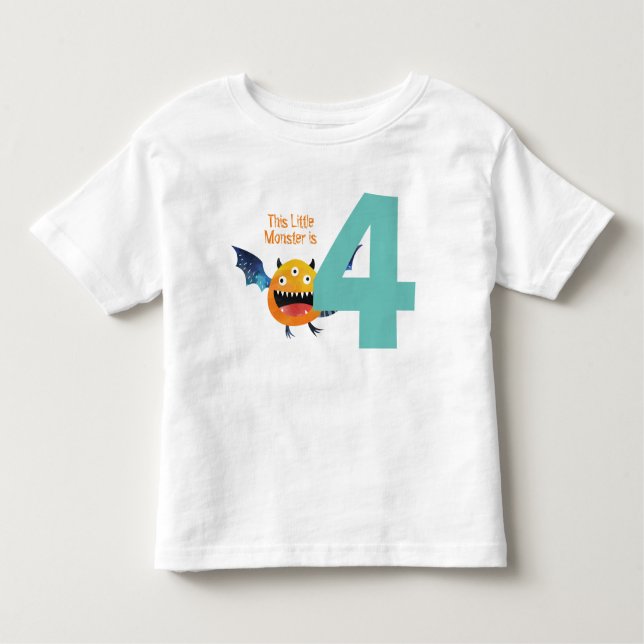 Camiseta Infantil Meu Pequeno Monstro é 4 anos (Frente)
