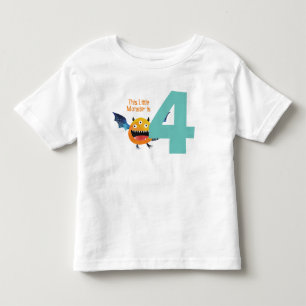 Camiseta Infantil Meu pequeno monstro é de 4 anos