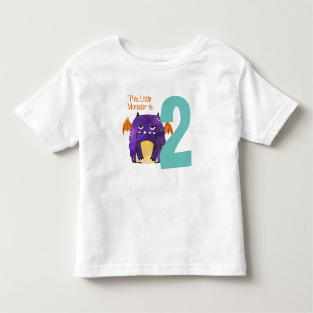 Camiseta Infantil Meu Pequeno Monstro é de dois anos (Frente)