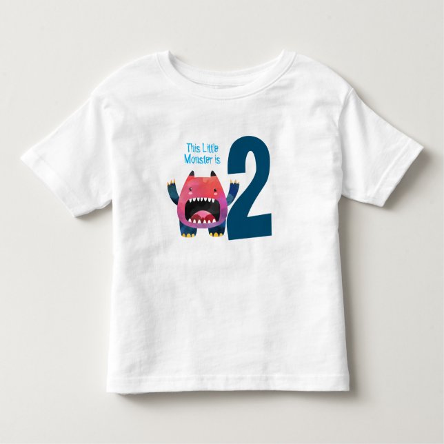 Camiseta Infantil Meu Pequeno Monstro é de dois anos T (Frente)