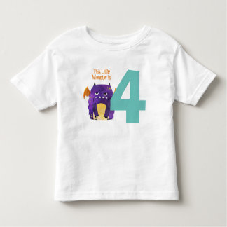 Camiseta Infantil Meu Pequeno Monstro é de quatro anos