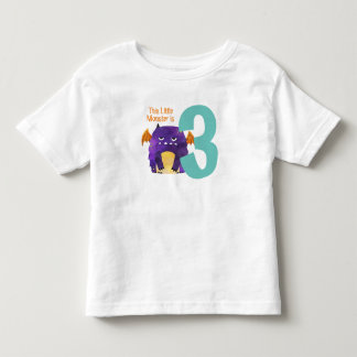 Camiseta Infantil Meu Pequeno Monstro é de três anos