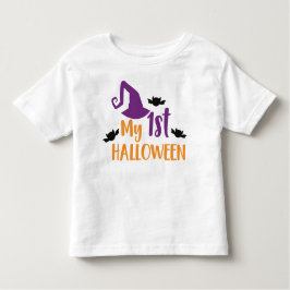 Camiseta Infantil Meu Primeiro Halloween, Chapéu de Bruxas, Chapéu P