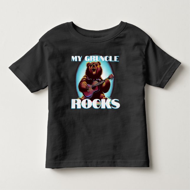 Camiseta Infantil Meu tio Rocks! Urso Colorido (Frente)