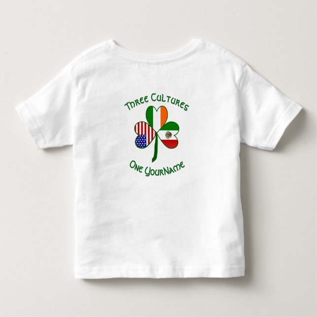 Camiseta Infantil Mexicano Irish American Flag Shamrock Personalizad (Verso)