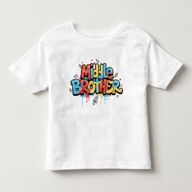 Camiseta Infantil Middle Brother Shirt Cool Graffiti Kids Tee (Frente)