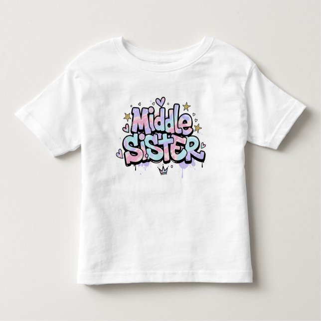 Camiseta Infantil Middle Sister Shirt Cute Pastel Kids Tee (Frente)