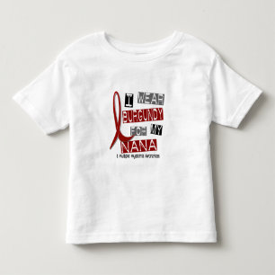 Camiseta Infantil MIELOMA MÚLTIPLO eu visto Borgonha para minha Nan