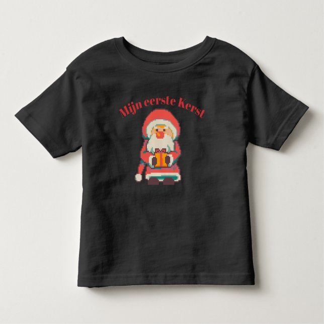 Camiseta Infantil Mijn eerste kerst pixel art, pixelart (Frente)