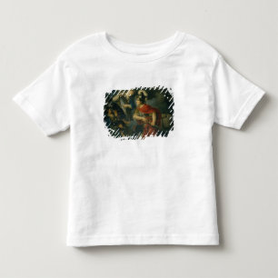 Camiseta Infantil Minerva mostrando sua inveja no escudo polido