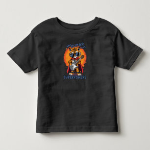 Camiseta Infantil Minha Guitarra Tem Superpoderes Tigre Super-Herói