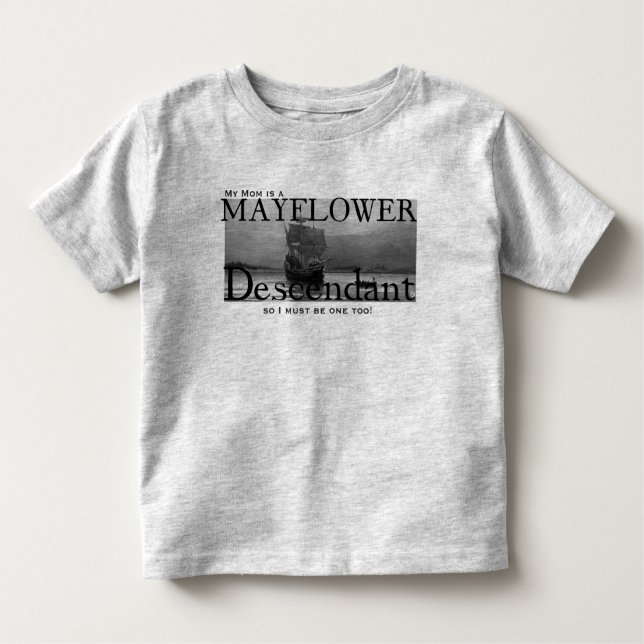 Camiseta Infantil Minha mamã é um descendente de Mayflower (Frente)