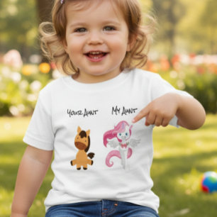 Camiseta Infantil Minha tia Seu Cavalo Unicorn Arte Humor Niece Neph