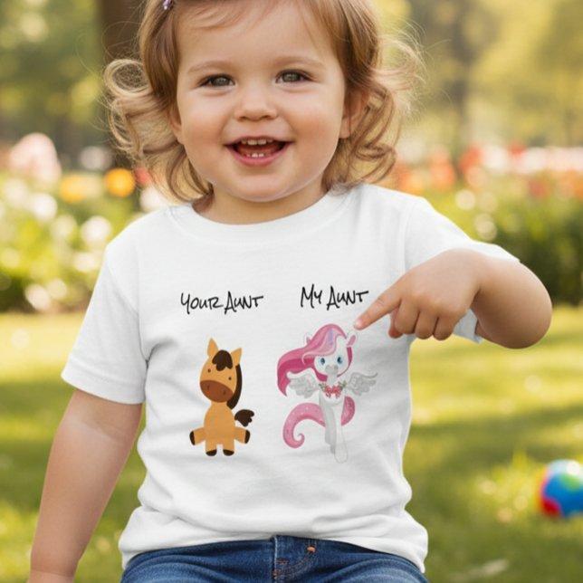 Camiseta Infantil Minha tia Seu Cavalo Unicorn Arte Humor Niece Neph (Criador carregado)