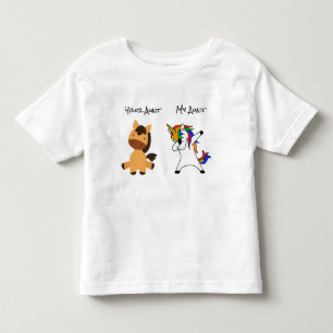 Camiseta Infantil Minha Tia Seu Cavalo Unicórnio Arte Humor Sobrinha