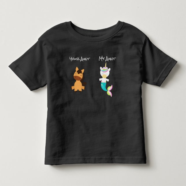 Camiseta Infantil Minha Tia Seu Cavalo Unicórnio Sereia Sobrinha Sob (Frente)