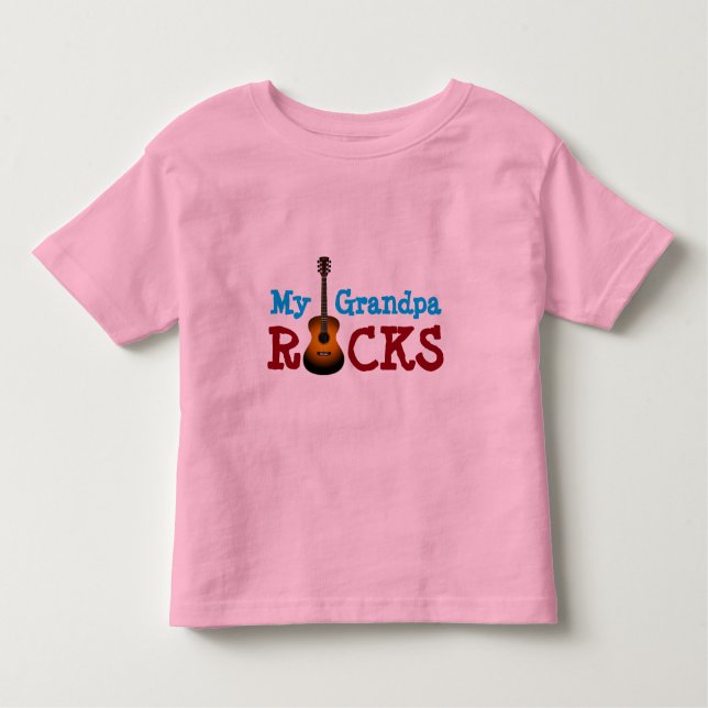 Camiseta Infantil "Minhas rochas do vovô!" com guitarra (Frente)