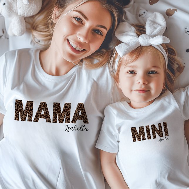 Camiseta Infantil Mini | Trendy Leopard Print Mamãe e eu (Criador carregado)