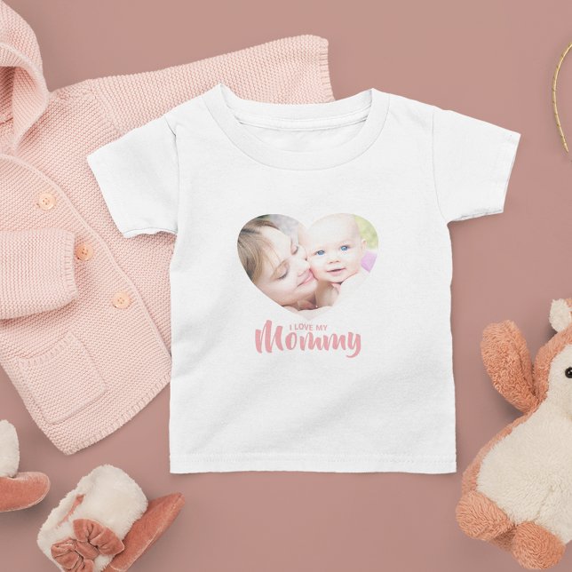 Camiseta Infantil Minimal Heart photo I Love My Mommy (Criador carregado)