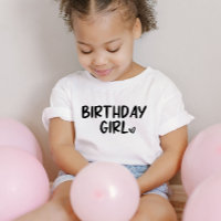 Minimal Minimalist Birthday Girl Black White Plain