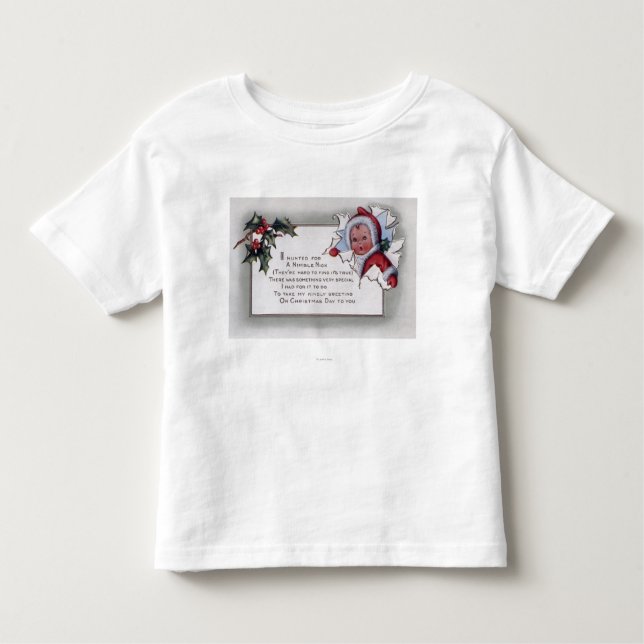 Camiseta Infantil Miúdo de GreetingLittle do Natal através do papel (Frente)