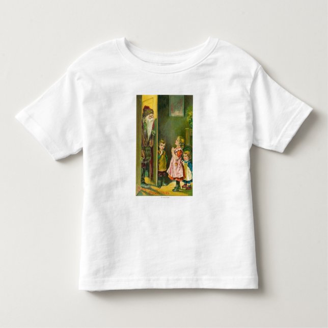 Camiseta Infantil Miúdos de um Natal feliz que deixam o papai noel (Frente)