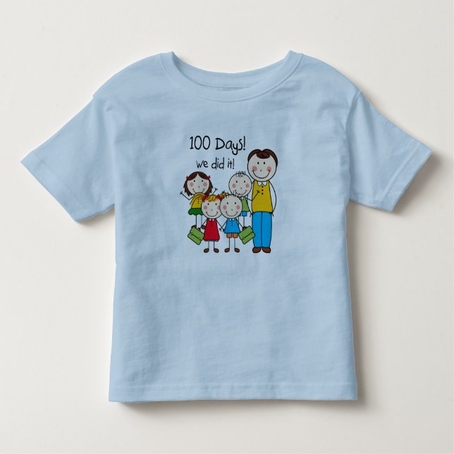 Camiseta Infantil Miúdos e professor masculino 100 dias (Frente)
