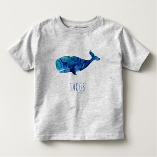 Camiseta Infantil Miúdos marinhos da baleia da aguarela