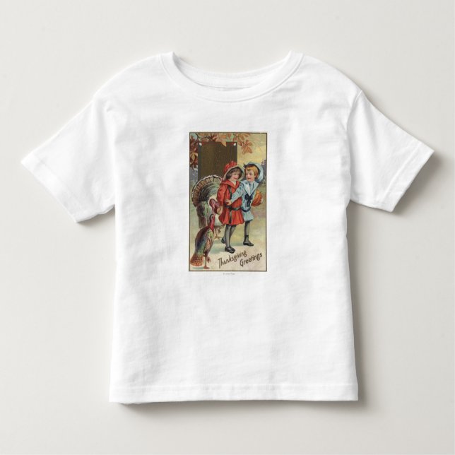 Camiseta Infantil Miúdos que guardaram uma abóbora, perus (Frente)