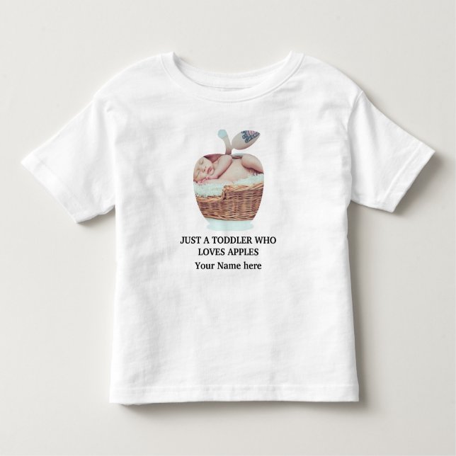 Camiseta Infantil Modelo de foto de fruta de maçã moderna e personal (Frente)