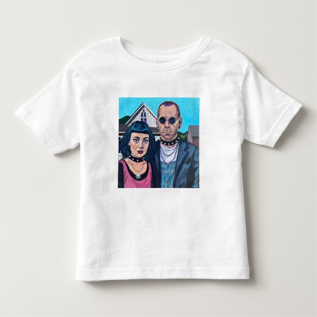 Camiseta Infantil Modern American Gothic Art - Grant Woods Inspired (Frente)