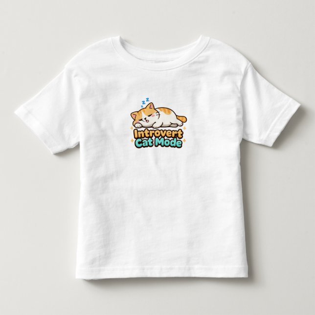 Camiseta Infantil Modo de Gato Introvertido Engraçado  (Frente)
