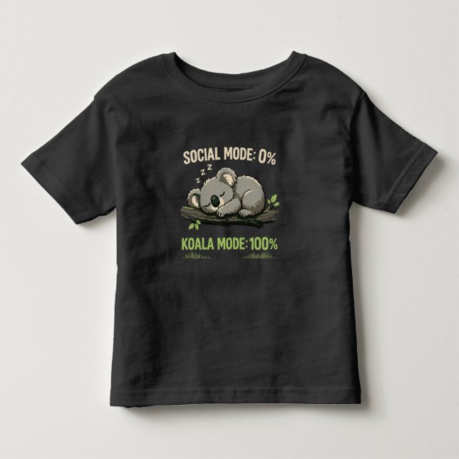 Camiseta Infantil Modo Koalá Introvertido Engraçado (Frente)