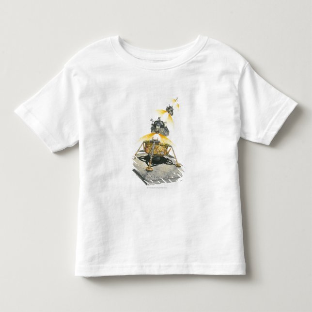 Camiseta Infantil Módulo de Apollo 11 Eagle que descola da lua (Frente)