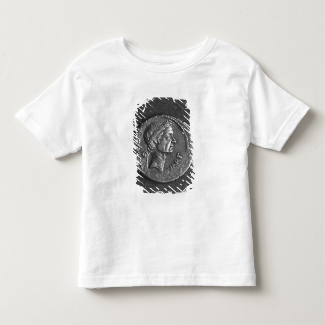 Camiseta Infantil Moeda com um retrato de Júlio César (Frente)