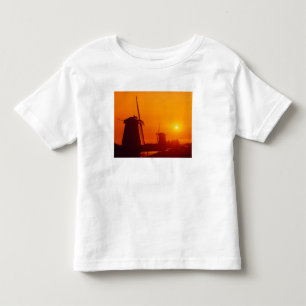 Camiseta Infantil Moinhos de vento ao pôr do sol, Schermerhorn, Hola