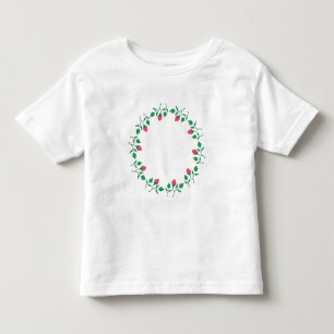 Camiseta Infantil Moldura redonda floreada com flores rosa cor-de-ro